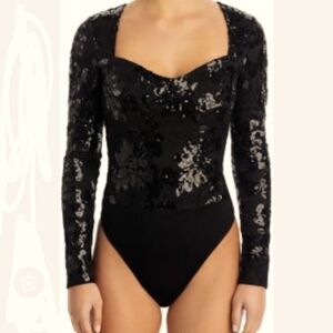Women's Fore black sequins body suit